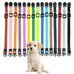 Puppy ID Collars,15 PCS Identification Soft Nylon Puppy Collars, Adjustable Breakaway Safety Whelping Litter Collars for Newborn Puppies Kitten (Round Button M (Pack of 15))