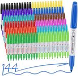 Affisure 12 Colors Permanent Markers， 144 Pack colored marker sets, Assorted Colors Marker，Fine Point， Permanent Markers Bulk, Fast Dry, Waterproof, work on Plastic, Glass, Metal, Wood and Stone
