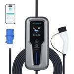 7.2KW Portable EV Charger| App with WiFi-BT | Big Display | 1 Phase | 32A Adjustable Current | IP65 | 32A Socket | OTA Updates | 24 Months Warranty | Wall Bracket | Gun Cable Holder | Bag