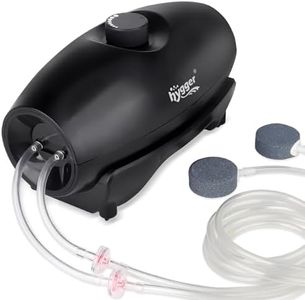 hygger Ossigenatore per Acquario,5W Pompa ad Aria per Acquario Regolabile Pompa Ciotola per Pesce con Tubo Aria, Pietra Aerea E Valvola di Non Ritorno Air Pump Fish Tank