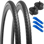 YUNSCM 2-PCS 26" Bike Tires 26x1.5/40-559 60TPI Nylon Antipuncture Protection and 26" Bike Tubes Schrader Valve Compatible with Road Bike 26 x 1.50 Bike Bicycle Tires and Tubes (Y-576)