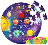 Webby Amazing Outer Space Solar System 60 Pieces Jigsaw Floor Puzzle with 4 Double Sided Flashcards (Multicolour)