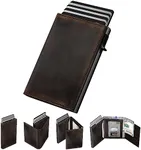 typecase Mens Wallet Card Holder: Pop Up Aluminum Case, Full Grain Leather, RFID Blocking, Smart, Slim, Minimalist, Front Pocket - 9-14 Card Capacity | ID Window | Cash Slot (Burnished Black)