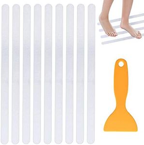 Supkiir Bathtub Non Slip Stickers, 24 PCS Anti Slip Adhesive Shower Treads with Scraper for Bath, Tub, Shower, Pool, Stairs, Ladders, Kitchen, 15’’