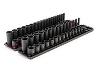 TEKTON 3/8 Inch Drive 12-Point Impact Socket Set with Rails, 68-Piece (1/4-1 in., 6-24 mm) | SID91219