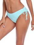 Ocean Blues Women's Eggshell Blue Sides Drawstring Full Coverage Bikini Bottom Size Large