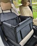 GoBuyer Waterproof Pet Dog Car Seat Booster Carrier Box and Basket with Seat Belt Harness Restraint for Puppy Cat Travel (Grey, Medium 50x40cm)