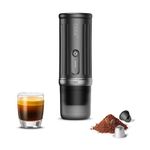 CERA+ Self-Heating Portable Espresso Machine,Up to 8 Cups per Charge & 20 Bar, 3 * 4500mAh, CERApresso Works with NS Capsules & Grounds, Electric Coffee Maker for Camping,Hiking,Office,Car,Travel
