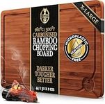 Deer & Oak X-Large Carbonised Cutting Board 44x30x2cm, Pre-Oiled Wooden Bamboo Chopping Board for Carving Meat, Fish, Vegetables, Fruits, Cheese, Bread