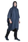 ROCKSPORT Waterproof Polyester Rain Poncho With Hood For Unisex II PU Coating 2000MM- Free Size (Blue)