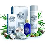 Monster&Son Organic Beard Care Growth Kit - Wash, Hydrate and Thicken your Facial Hair - All Natural, Hypoallergenic Products, Gentle on Sensitive Skin - Ideal Grooming Gift for Bearded Men