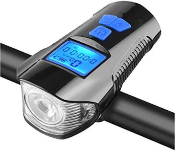 FASTPED New Smart Bike Accessories Motor Handlebar Front 3 in 1 USB Rechargeable Power Display Speedometer Light, Plastic Bicycle Front Light, Bike Speedometer Odometer, Bicycle Horn Loud, 3 in 1