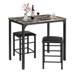 COSTWAY Small Kitchen Table for 2, 2 Person Dining Table Set, Space-Saving Design, Dinette Set, Counter Height Dining Table Set, Bar Table and Chairs Set for Small Place, Apartment, Black & Beige