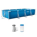INTEX Rectangular Frame 14 ft 9 in x 7 ft 3 in x 33 in Above Ground Pool, Swimming Pool with Steel Frame and 530 GPH Cartridge Filter Pump