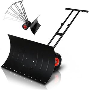 Outvita Snow Shovel with Wheels, 36" Wide 18" Long Double Rods Snow Plow Shovel Angle & Height Adjustable Padded Handle Efficient Snow Clean Tool for Driveway or Pavement (Black)