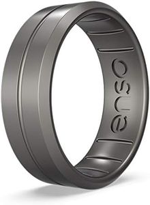 Enso Rings Classic Contour Silicone Ring – Stackable Multi Color Unisex Wedding Engagement Band – Thin Minimalist Band – 7.24mm, 1.9mm Thick (Platinum, 12)