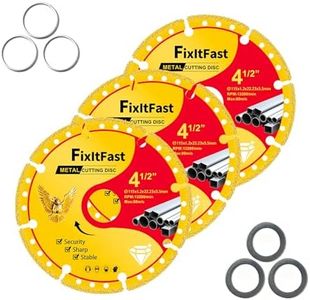 FIXLTFAST Diamond Metal Cutting Wheel 4 1/2 in for Angle Grinder Blade,Cut Off Wheel 7/8 Arbor 4/5 with 6000+ Cuts on Rebar,Iron,INOX- 3 Pack