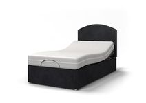 Backcarebeds Majestic Individual (4Ft Small Double) Electric Adjustable Bed Comes with Memory Foam Mattress & Quiet Motors | Mobility Beds | Headboard 1A in Hidestyle Black Colour