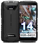 DOOGEE S41T Rugged Smartphone, Android 14 Rugged Phone, 6300mAh, Max 8GB RAM, 64GB/1TB Extension ROM, 5.5" HD+ Display, 13MP Camera, 4G Dual SIM IP68 Waterproof Phones, Face ID, NFC - Black