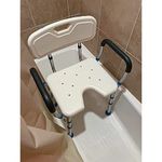 GreenChief Narrow Shower Chair for Inside Tub, Small Bathtub Chair with Arms and Back Removable, Shower Chair for Elderly and Disabled, Sturdy & Height Adjustable & Cutout Seat, 300lbs