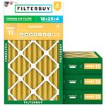 Filterbuy 16x25x4 Air Filter MERV 11 Allergen Defense (4-Pack), Pleated HVAC AC Furnace Air Filters Replacement (Actual Size: 15.50 x 24.50 x 3.63 Inches)