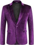 COOFANDY Velvet Blazers Men Purple Tuxedo Jacket One Button Velvet Suit Jackets (Purple M)