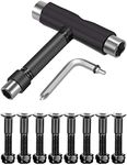 C&Xanadu Skateboard Hardware 8PCS Bolts Set and All-in-One Skate Tools Portable Skateboard T Accessory with Tool L-Type Phillips Head Wrench Screwdriver, Black