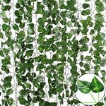 Tdas Plastic Artificial Plants Leaves Ivy Garlands Plant Greenery Hanging Vine Creeper Home Decor Door Wall Balcony Decoration Party Festival Craft, 80 Leaves(6 Pcs, Vine)