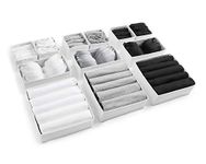 Eco Home Store 12pcs White Large Drawer Organisers Divider Drawer Dividers Clothes Storage Bedroom Drawers Wardrobe Organiser Storage Organizer Clothing & Wardrobe Storage Solutions