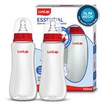 LuvLap Baby Essential Slim Neck Feeding Bottle, 250ml, Plain, with anti Colic Nipple, New Born / Infants / Toddler upto 3 years, BPA Free, Pack of 2, Red