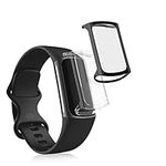 kwmobile Case Compatible with Fitbit Charge 6 / Charge 5 Case - 2x TPU Silicone Fitness Tracker Cover - Transparent/Black