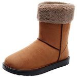 Jamron Women's Waterproof Mid-Calf Rain/Snow Boots with Detachable Plush Lining Brown SN02772 UK6.5