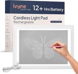 iVyne Rechargeable Led Bright Ultra-Thin Light Pad A4 Powered by Lithium Battery for Cricut Vinyl, Weeding Tool, Drawing Crafting Box/Board for Tracing, Sketching & HTV - White