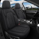 DuDuWang Car Seat Covers Full Set Universal Fitment for Cars, SUV, Sedans, Trucks, Anti-Slip Breathable Faux Leather Automotive Seat Covers (Black, Front Seat)