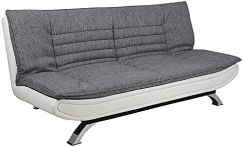 AC Design Furniture Jasper Divano Letto Grigio Chiaro/Bianco, Sofa Letto con 3 Posizioni Reclinabili, Moderno 3 Posti Senza Braccioli, Imbottito con Gambe Cromate, L: 196 x H: 91 x P: 98 cm