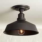 Arnett Rustic Industrial Urban Barn Outdoor Ceiling Light Semi Flush Mount Fixture Black Aluminum 12" for Exterior House Porch Patio Outside Deck Garage Front Door Garden Home - Franklin Iron Works