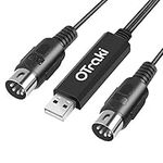 OTraki USB MIDI Cable 10Ft In-Out MIDI to USB Cable with LED Indicator 5 PIN DINs for Music Keyboard Piano to PC Laptop USB MIDI Interface Converter for Home Music Studio