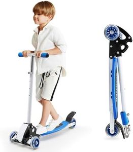 Kids Kick Scooter, 3 Wheel Scooter for Kids Ages 8-12, Max Load 240 LBS, Foldable Kids Scooter, 4 Adjustable Levels Blue