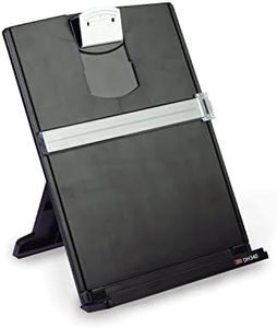 3M Desktop Document Holder with Adjustable Clip, Holds Letter, Legal and A4 Documents, Bottom Ledge Has Lip to Keep up to 150 Sheets Securely in Place, Folds Flat for Storage, Black (DH340MB), 25 1/2" x 12"