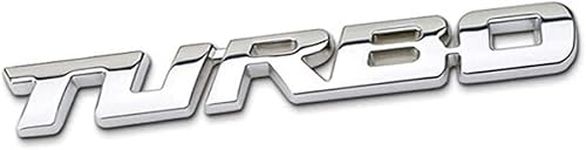 Automaze Self Adhesive Turbo Metal Sticker Logo Badge 3D Emblem Car Sticker, 12.8 X 1.8cm (Chrome)