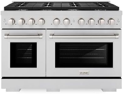 ZLINE 48 in. 6.7 cu. ft. Paramount Double Oven Gas Range with 8 Burner Cooktop in Stainless Steel (SGR48)