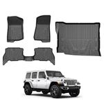 Cacartist Floor Mats & Cargo Liners Custom Fit for Jeep Wrangler 4XE 2021 2022 2023 2024 (Not for 2 Door or JL Unlimited Models) for Jeep Accessories TPE 3D All Weather Floor Liners Trunk Mat Set