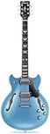 WestCreek 333 Electric Guitar with 6 String, Semi Hollow Body Jazz Electric Guitar, Alnico Humbucker Pickups, Roosewood Fretboard, Rounded End Jumbo Frets, Full (Blue)