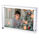 TRIXES A5 Acrylic Photo Frame - Magnetic Multi-Purpose Glass Effect Picture Frame Perfect to Display on Your desk or Stand on Your Sideboard or Rest on the Wall Shelf