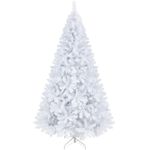 Yaheetech 7ft Artificial Christmas Tree Hinged Spruce Xmas Pine Tree with Foldable Stand Holiday Decorations Indoor/Outdoor, White
