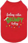 Fitwarm Feeling Extra Grumpy Today Funny Dog Shirt, Christmas Dog Clothes for Small Dogs Boy Girl, Holiday Doggy Tank Top, Pet Outfit, Red, White, Green, XXL