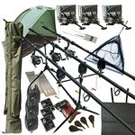 Deluxe Full Carp fishing Set Up With Rods, Reels, Alarms, 42" Net, Holdall, Bait, Bivvy & Tackle