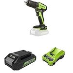 Greenworks Tools GD24DD35 Cordless Drills + 24V 2A Universal Charger Gen 2 + 24V 2A Universal Charger Gen 2