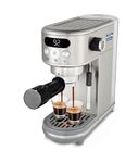KENT Coffee Maker 1400 W | Makes Two Cups of Coffee at a Time | High Pressure 20 Bar Italian Pump for making Cappuccinos & Lattes | In-Built Steamer for Frothing | SS Body | Suitable for Ground Coffee
