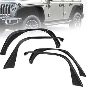 oEdRo Flat Front & Rear Fender Flares Compatible with 2018-2024 Jeep Wrangler JL & JLU Unlimited (2 Door / 4 Door), Off-Road Metal Steel Wheel Flares Liner 4 PCS